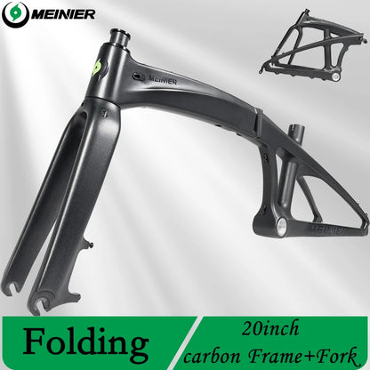 Full Carbon Folding Bike Frame 20inch Disc Brake For MTB 406 or Road 451 Tires Carbon Fiber 20 Folding Bike Frame Fork