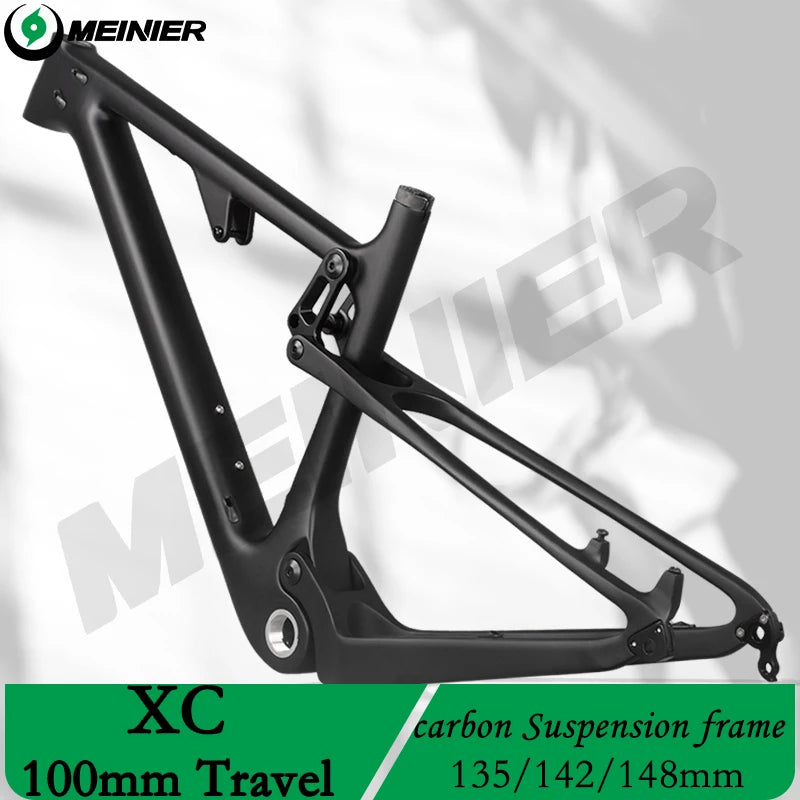 Full Carbon Suspension Bike Frame 29er MTB Thru AXle BOOST Carbon Fiber Suspension Mountain Bikes XC 100mm Travel Bicycle Frame